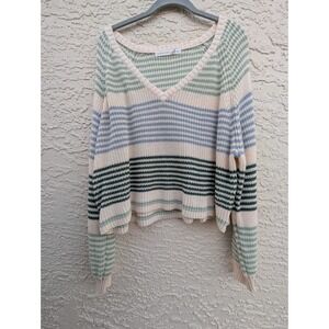 Altar'd State Stripes Chunky Oversized Sweater Cropped Medium‎ EUC